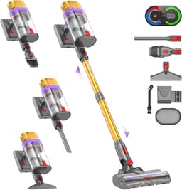 Draadloze Steelstofzuiger - Krachtige Reiniger - Huishouden Schoonmaken - Automatische Zuigkracht - 70 Min Werktijd - Goud — thumbnail 1