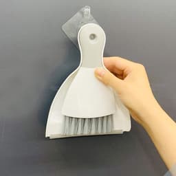 Stoffer en blik - Mini bezem - Bureau schoonmaken - Ergonomisch ontwerp - 1 stuk - Gebroken wit — thumbnail 2
