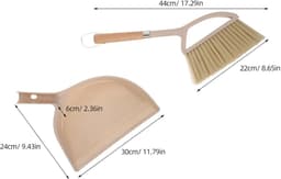 Bezem en Stoffer - Mini schoonmaakset - Kruimels opruimen - Comfortabel houten handvat - 30 cm - Beige — thumbnail 5