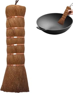 Handveger Palmvezel - Kruimelveger Tafel - Kleine oppervlakken reinigen - Handgemaakt met koperdraad - 14 cm - Bruin — thumbnail 5