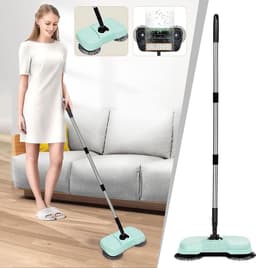 Veger Mop Stofzuiger - Vloerreiniger Handmatig - Huishoudelijk Schoonmaken - Drie-in-één Functionaliteit - 1 Stuks - Mintgroen — thumbnail 1