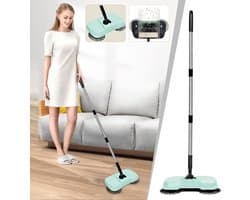 Veger Mop Stofzuiger - Vloerreiniger Handmatig - Huishoudelijk Schoonmaken - Drie-in-één Functionaliteit - 1 Stuks - Mintgroen