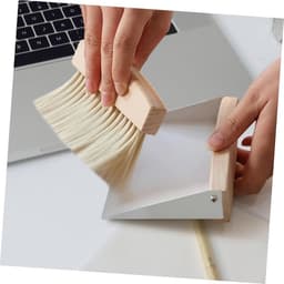 Mini Stoffer Vuilblik - Reinigingsset Bureau - Bureau Schoonmaken - Flexibele Haren - 15.5X10.5X4CM - Wit — thumbnail 2