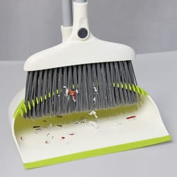Stoffer en blik - Veegset - Binnen schoonmaken - Staat rechtop - Verlengde handgreep - Zwart — thumbnail 4