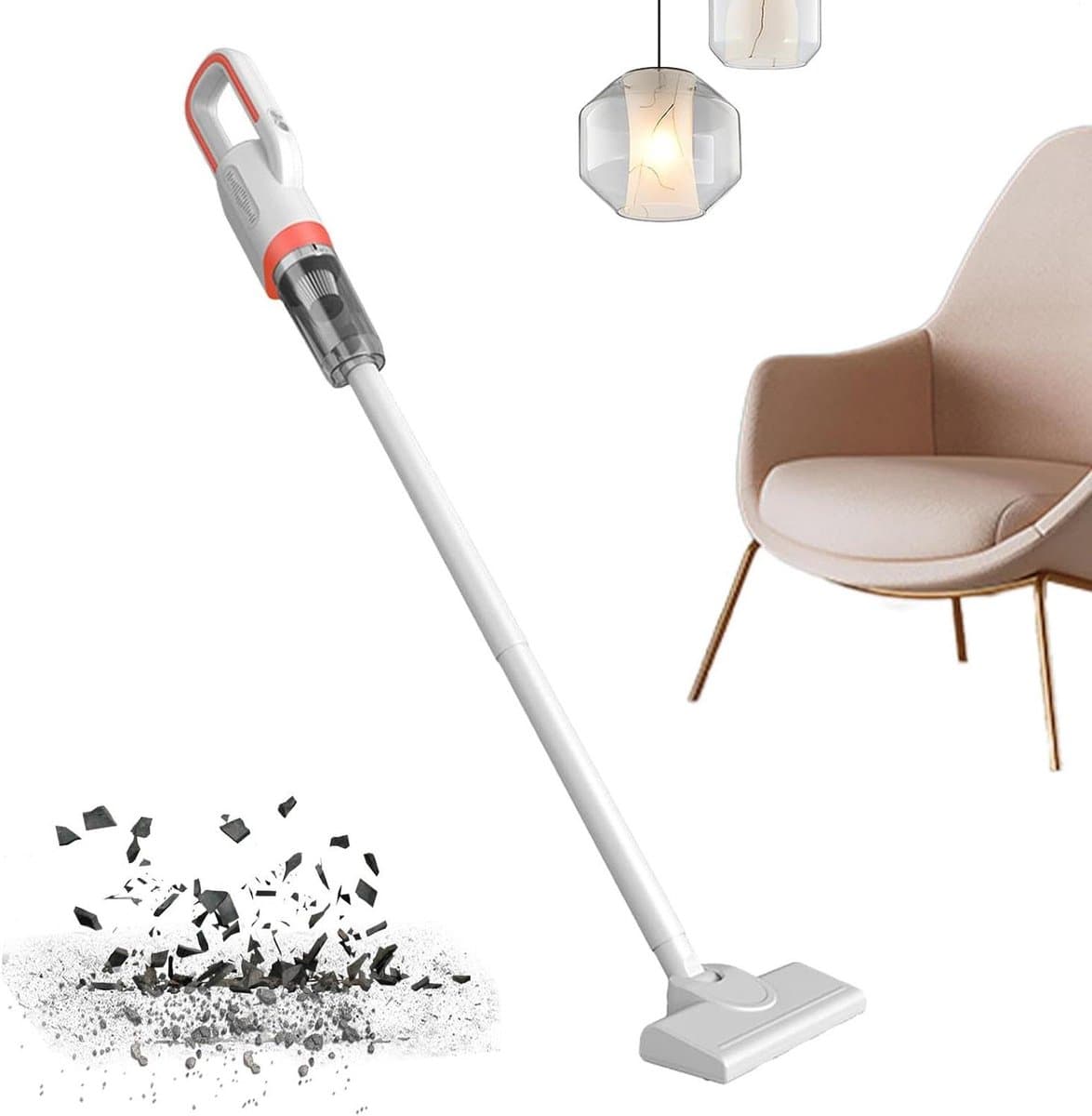 Draadloze Stofzuiger - Handstofzuiger Draagbaar - Auto en Huis Reinigen - Draadloos Opladen - 114 cm - Oranje — afbeelding 1