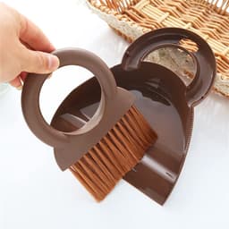 Mini Bezem Stoffer - Reinigingsset - Bureau Reinigen - Ruimtebesparende Opslag - Compact Formaat - Zilverkleurig — thumbnail 2