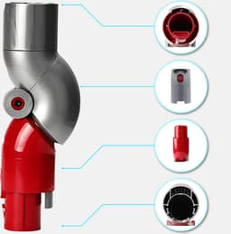 Adapter Met Snelle Ontgrendeling Geschikt Voor Dyson V11, V10, V8 & V7 - Multi Hoek Rotatie Tot 90 Graden - Ergonomisch Stofzuigen - Steelstofzuiger Onderdelen - Rood/Grijs — thumbnail 4