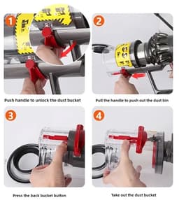 Stofreservoir geschikt voor Dyson V10-Serie - Geschikt voor SV12 Modellen - Inclusief Rode Afdichtingsring & Handvat - Transparante Stofcontainer — thumbnail 3