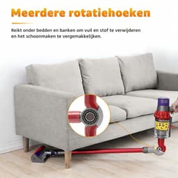 Hoek opzetstuk geschikt voor Dyson V7 V8 V10 V11 V15 - Rotatie Tot 90 Graden - Ergonomisch Stofzuigen - Steelstofzuiger Onderdelen - Rood/Grijs — thumbnail 2