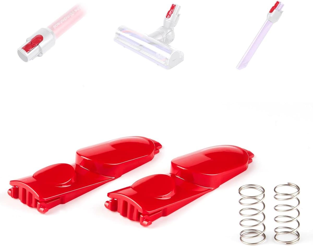 2-pack reinigingskop clip vergrendelknop, Geschikt voor Dyson V7 V8 V10 V11 V15 stofzuiger verlengstang clip knop, stangbuis met veer/verlichtingstool knop — afbeelding 1