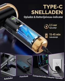 Draadloze Handstofzuiger - Mini - Accu Stofzuiger met Borstelloze Motor - Voor Auto en Thuis — thumbnail 3