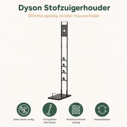 Vloerstandaard voor Steelstofzuiger - Universele Stofzuigerhouder - Vrijstaande Opbergstandaard zonder Boren - Verplaatsbare Houder van Koolstofstaal - Multifunctionele Steelstofzuigerstandaard - Zwart — thumbnail 5