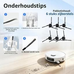 Zijborstels voor Dreame L10s Ultra Gen 3 Robotstofzuiger - 6 stuks Vervangende Borstels, Zwart — thumbnail 2