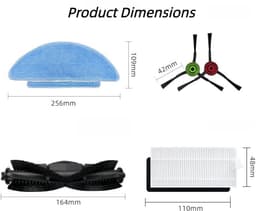 Vervangende Accessoireset - 13-delige - Geschikt voor Tikom L9000/SL60D/SG60/SL61 Robotstofzuiger - 1 Hoofdborstels, 4 Filters, 4 Zijborstels, 4 Dweildoeken - Reserveonderdelen — thumbnail 2