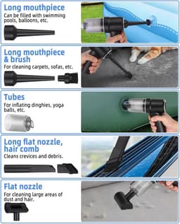 Multifunctionele Kruimeldief - Auto Stofzuiger - Auto en Huis - Verschillende Opzetstukken - 19.8 cm - Zwart — thumbnail 5