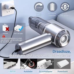 TOVBMUP Handheld - Stofzuiger - Auto-oplaadbare stofzuiger - 15000PA - Draadloze stofzuiger - 3 snelheden - Perslucht - Geschikt voor auto, keuken, bank, kantoor, huis — thumbnail 3