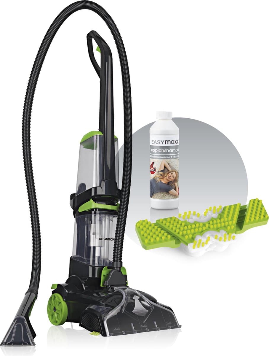 CLEANmaxx tapijtreiniger AquaStream Plus | 3 in 1: wassen, reinigen, stofzuigen | Natte stofzuiger met vibrerende borstels en zijborstels | Waszuiger met meubelmondstuk, shampoo en reserveborstel — afbeelding 1