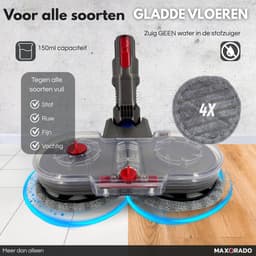 Maxorado 2-in-1 Vloermop geschikt voor Dyson V7 / V8 / V10 / V11 / V15 – Inclusief 4 Pads - Dweilmondstuk - Vloerreiniger - Stofzuigermondstuk — thumbnail 3