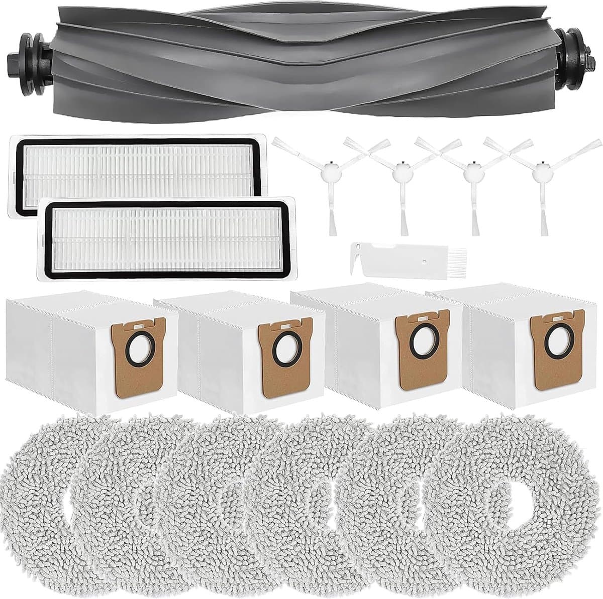 Reserveaccessoires voor Xiaomi X20+, X10+, voor Dreame L10s Pro Gen 2, L10s Ultra, L10 Ultra, L10 Prime robotstofzuiger, hoofdborstel + 6 doeken + 4 zakken + 4 zijborstels — afbeelding 1
