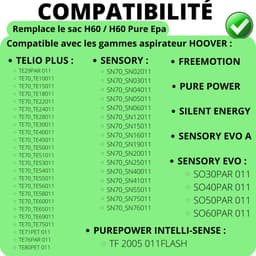 Stofzuigerzak voor Hoover [Set 10] Vervangende stofzakken H60 / H60 Pure Epa compatibel Hoover Telio Plus Sensory Freemotion — thumbnail 5