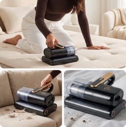 AG370 Matrasreiniger Draadloos – Huisstofmijt Stofzuiger – Bank & Matras Reiniger – Bed Stofzuiger – Tapijt Reiniger – HEPA Filter – Zonder Zak – Black Gold — thumbnail 3