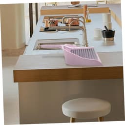 Mini bezem stoffer - Reinigingsset - Bureau schoonmaken - Draagbaar en praktisch - 34.5 cm - Paars — thumbnail 2