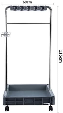 Roestvrijstalen Schoonmaakwagen - Reinigingskar Mobiel - Schoonmaken Organiseren - Verdikte ABS Opvangbak - 115 cm Hoog - Zilver — thumbnail 2