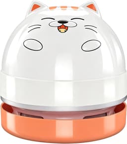 Draagbare USB mini bureaustofzuiger met schattig cartoon ontwerp, geschikt voor het opruimen van gumresten, stof en kruimels op bureau, computer, toetsenbord en in de auto — thumbnail 1