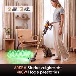 Lubluelu X1000 Draagbare staafstofzuiger Steelstofzuiger met stofopvangstation van 2,5L – 60Kpa Automatisch ledigingsstation - 50 Min Gebruikstijd - Anti-klit Borstel - met Stofzak HEPA - filter - LED-koplampen — thumbnail 3