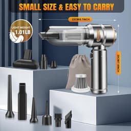 Mini Auto Stofzuiger - Handstofzuiger Draadloos - Auto Interieur Reinigen - 22000PA Zuigkracht - 100 Centiliter - Zilver Goud — thumbnail 4
