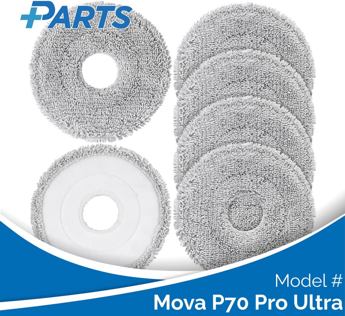 Mova P70 Pro Ultra Dweilpads (6 Stuks, Plus.Parts® alternatief voor RMP8) — afbeelding 1
