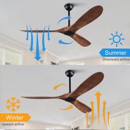MIVRAY Plafondventilator – Stil 60 Inch – Omkeerbare DC Motor – ABS – Zwart en Donker Walnoot – Zonder Licht – Afstandsbediening en Timerfunctie — thumbnail 2