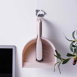 Kleine bezem en stoffer - Reinigingsset - Bureau opruimen - Compact ontwerp - 11.6 x 21 cm - Beige — thumbnail 5