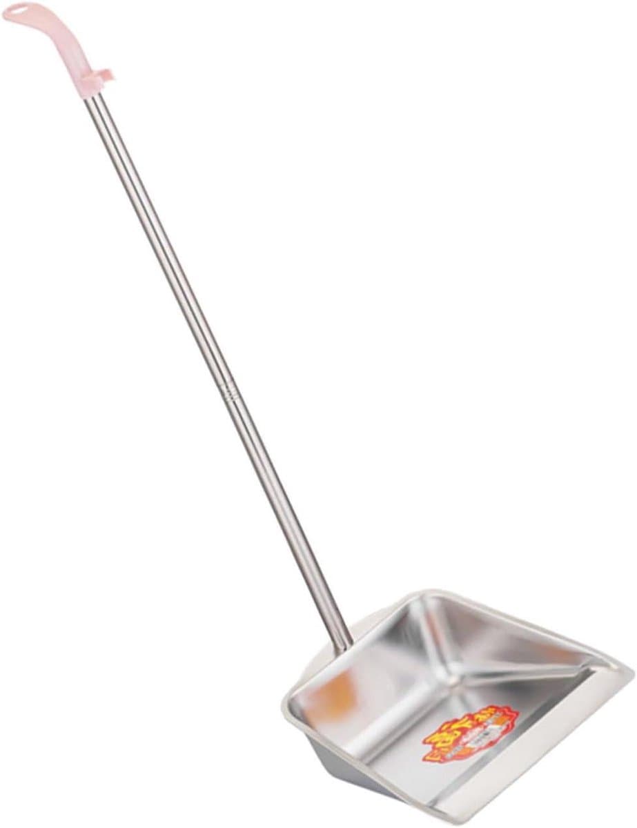 Stoffer en blik - Huishoudelijk gereedschap - Efficiënt schoonmaken - Staande stofpan - 87 cm lengte - Zilver en roze — afbeelding 1