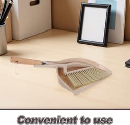 Bezem en Stoffer - Mini schoonmaakset - Kruimels opruimen - Comfortabel houten handvat - 30 cm - Beige — thumbnail 3