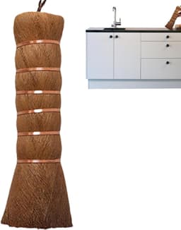 Handveger Palmvezel - Kruimelveger Tafel - Kleine oppervlakken reinigen - Handgemaakt met koperdraad - 14 cm - Bruin — thumbnail 4