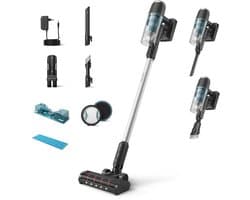 Philips Steelstofzuiger Met Dweilfunctie XC3133/01 - Draadloos - Zuigmond met LED verlichting - Zonder Zak - Handstofzuiger - Alle Vloertypen - Matzwart