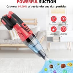 Draadloze Handstofzuiger - Kruimeldief Auto Stofzuiger - Auto Interieur Reinigen - 5500 Pa Hoge Zuigkracht - 1200 Gram - Rood Zwart — thumbnail 2