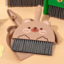 Mini Bezem Stoffer - Handige Set - Kleine Ruimtes Reinigen - Compact Clip Systeem - 24 cm Lengte - Bruin — thumbnail 4