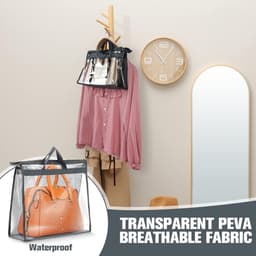 20 stuks stofzakken voor handtassen - doorzichtig, 3 maten, met 25 S-vormige haken — thumbnail 4