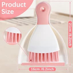 Mini bezem en veger - Kleine schoonmaakset - Bureau reinigen - Compact en draagbaar - 21 cm lengte - Groen — thumbnail 5