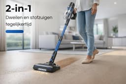 Steelstofzuiger Dweilfunctie - Draadloze Stofzuiger - Huis Schoonmaken - Krachtige Zuigkracht - 800 ml Reservoir - Zwart — thumbnail 5