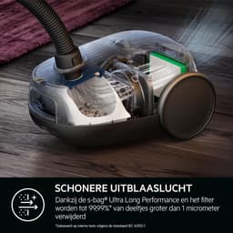 Stofzuiger Met Zak - Cilinderstofzuiger Huishoudelijk - Grondig Schoonmaken - HEPA Filtratie 99.99% - 3.5L Capaciteit - Denim Blauw — thumbnail 2