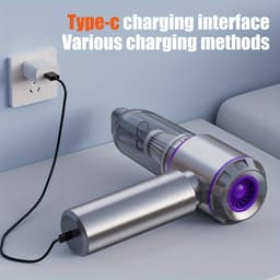 Handstofzuiger Draadloos 30000PA - Autostofzuiger - Mini Stofzuiger - 4 in 1 Blazer en Vacuüm - Borstelloze Motor - Oplaadbaar via USB C - Voor Auto Thuis Toetsenbord Huisdier - Compact en Krachtig - Inclusief 8 Accessoires — thumbnail 3