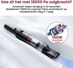 Benelux Select Kruimeldief - Handstofzuiger – Kruimelzuigers – Met HEPA-Filter – Lichtgewicht – Incl. Opzetstukken - 35 x 7 x 7 cm — thumbnail 2
