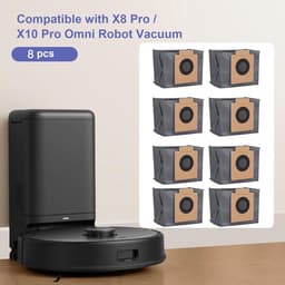 8 stuks stofzakken geschikt voor Eufy-X10 Pro Omni, X8 Pro SES robotstofzuiger, stofzak, vervanging Clean Base zak — thumbnail 4