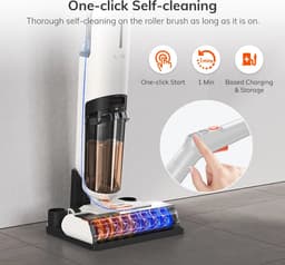 Snoerloze Stokstofzuiger - Elektrische Mop - Snoerloze Stofzuiger - Elektrische Vloerreiniger - Stofzuiger - Stokstofzuigers - Stofzuiger - 5500Pa Zuigkracht - 1 Min Zelfreiniging, met Grote Dubbele Watertank — thumbnail 5