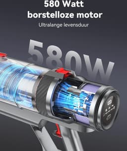 Krachtige Draadloze Steelstofzuiger met LED Display en Anti-Tangle Borstel voor Tapijten en Harde Vloeren — thumbnail 2