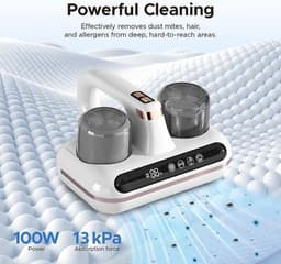 Matrasstofzuiger - 4-in-1 Draadloze Matrasstofzuiger met UV-licht en LED-scherm, Dubbele Zuigmond, Ultrasoon, Krachtige Zuigkracht, Anti-huisstofmijt handstofzuiger voor Bed, Bank, Kussens — thumbnail 5