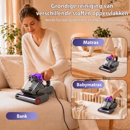 Grenintol Huisstofmijt Stofzuiger – Mijtverwijderaar met UV-C– 18.000 Pa, 550 W – HEPA-filter – Handheld Matrasreiniger – Bacterie, Mijt & Schimmel Bestrijder voor Matras en Meubel – 5 m Snoer – Paars — thumbnail 3